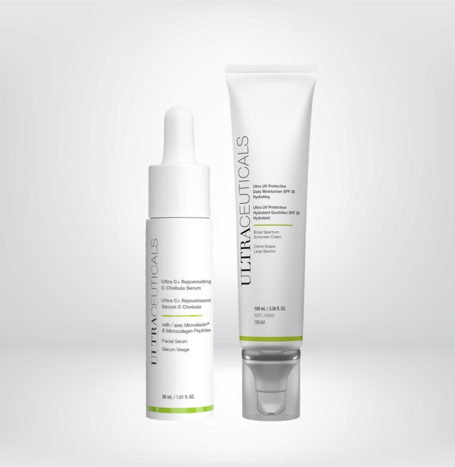 THE RADIANCE BUNDLE Ultra C+ Rejuvenating C Chebula Serum + Ultra UV Protective Moisturiser SPF50 Hydrating