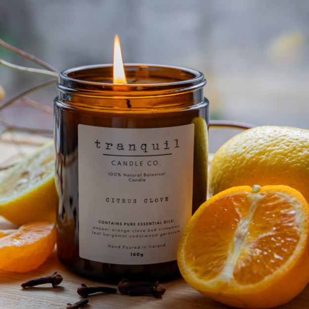 Amber Glass Candle in Box - Citrus Clove